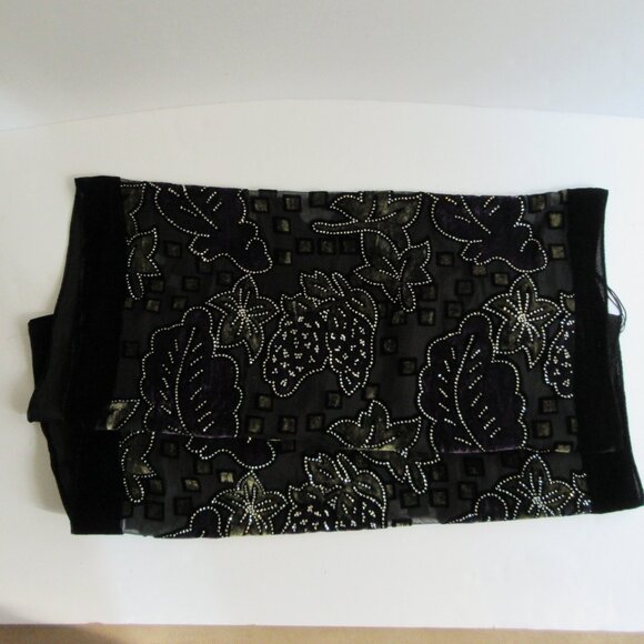 Black & Purple Glitter Silk Viscose Burnout Velvet Scarf Black Witchy Whimsigoth - Picture 7 of 13